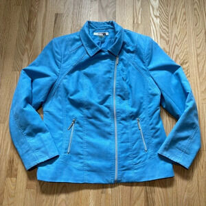 TanJay Zip-Up Faux Suede Moto Style Jacket/Blazer Zip Pockets & Padded Shoulders